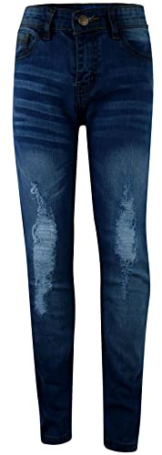 A2Z 4 Kids Boys Ripped Denim Biker Jeans Slim Fit Trousers Age 5-14 | Adjustable Waist Skinny Pants For School Play Outings And Casual Comfort