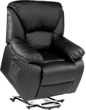 ECODE® Fauteuil Chamonix - Massage Releveur Électrique avec Élévateur, 160°, Chauffage, Vibromoteurs, Simili Cuir Beige
