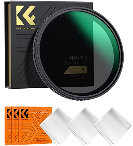 K&F Concept Filtre 37mm ND2-ND32 1-5 Stops ND Variable Densité Neutre sans Croix Bleu et 3 Chiffon de Nettoyage en Microfibre Emballé sous Vide pour Appareil Photo