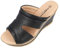 Ladies Leather Lined Peep Toe Mid Wedge Mule Sandals (Midnight Black, Numeric_6)