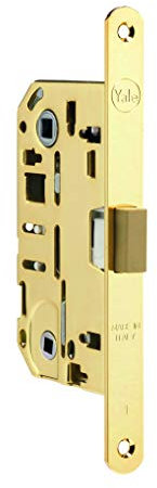 Yale Serratura da infilare per porte in legno Silenthya Y52MC105000 ottone lucido, con scrocco magnetico, bordi tondi, entrata 50mm, interasse 85mm