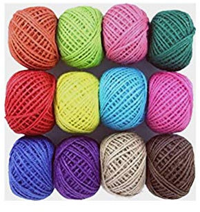 youler Natürliche Schnur,Packkordel für Buntes, 3ply 327yards 12 Bunte Natürliche Jute Twine für DIY-Dekoration, Kunsthandwerk, Gartenfotoaufhängung, Geschenkverpackung.