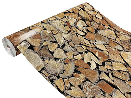 DecoMeister Klebefolie in Holz-Optik Holzfolien Deko-Folien Holzdekor Selbstklebefolie Möbelfolie Selbstklebend Fertigrolle Holz Folie für Möbel Feuerholz 45x240 cm