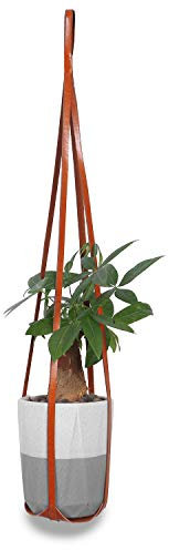 Sanlykate Pflanzenhänger aus echtem Leder – stilvolles Hängepflanzen-Regal aus Leder für Zimmerpflanzen und Sukkulenten, Vintage-Heimdekoration & Gartenzubehör (Stil A) hautfarben