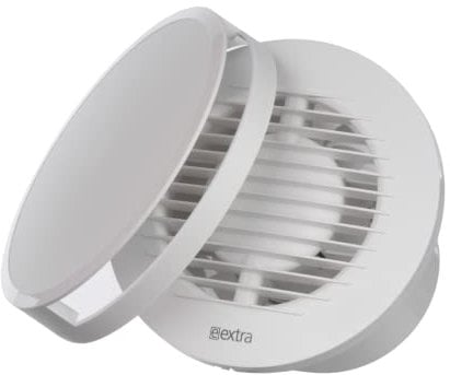 EUROPLAST Diameter 100mm Bathroom Extractor Fan with Timer Round - 4 inch Extractor Fan Bathroom a Front Panel - White Ceiling and Wall Mounted Fan