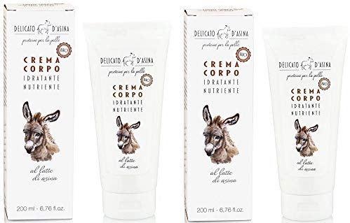 Crema Corpo al Latte D'Asina Bio- 2 Confezioni Idratante e Nutriente Adatta a Tutti i Tipi di Pelle 200ml