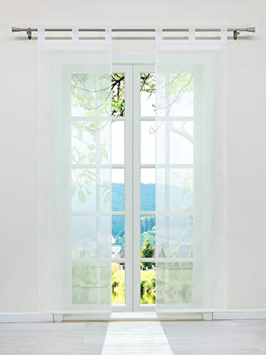 ESLIR Schiebegardinen Voile Flächenvorhänge Set 2er Gardinen mit Schlaufen Schiebevorhang Transparent Vorhang Uni Beige BxH 57x145cm 2 Stück
