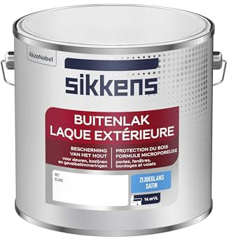Sikkens - Peinture Laque Extérieure Bois et Fer - Finition tendue, sous-couche intégrée, facile à appliquer - Satin Blanc 2,5 L