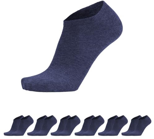 Prisco Calze Fantasmini in Cotone Filo di Scozia, Calzini Pariscarpa Sneaker Unisex, Minicalza Pedalino Salvapiede Invisibile Uomo Donna, 6 paia (Blu, 35)