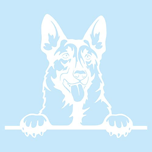 Aufkleber Peeking Animals Tiere Deko Sticker selbstklebend wasserfest für Auto Kühlschrank Laptop Koffer Autoaufkleber K151 (Weiß, 15 Schäferhund)