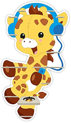 Farbklecks-Collection Musikboxregal Giraffe mit Kopfhörer - passend für Toniebox - Regal mit Platz für Box sowie 25-30 Figuren