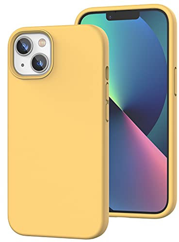 K TOMOTO Compatible with iPhone 13 Case, Liquid Silicone Gel Rubber Cover with Microfiber Lining, Full Body Drop Protection Phone Case for iPhone 13 6.1 Inch(2021), Yellow