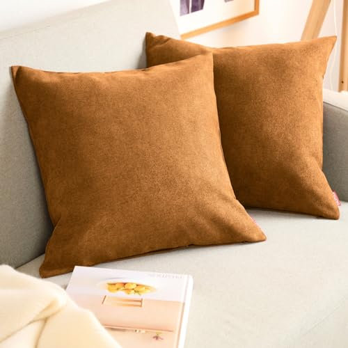 Blumtal Juego de 2 Funda para Cojín de Chenilla - Fundas Decorativas de cojín para sofá con Cremallera Cubierta, Marrón, 30 x 50 cm