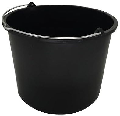 Black Building Bucket Strong Mixing Mortar Container Tub - Very Robust Plasterers Caste – LEPD Material - Reinforced Bottom. (12 Litres)
