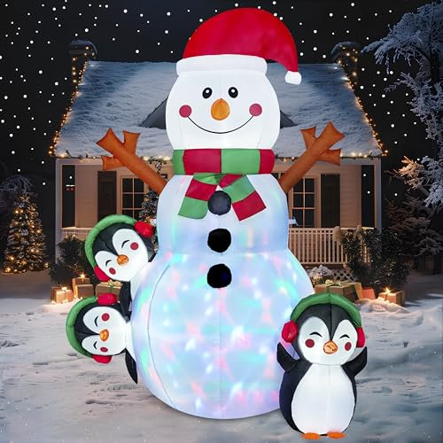 Joiedomi 6 ft aufblasbare Weihnachts-Schneemann-Außendekoration, aufblasbare Schneemann für Weihnachtsfeier, Shinny für Party drinnen, draußen, Hof (Glänzender Schneemann)