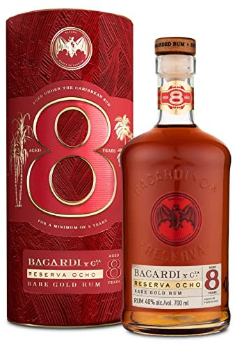 BACARDÍ Reserva 8 ans Premium Rhum, 40% vol., 70cl / 700ml, Coffret cadeau en édition limitée, 8 ans de maturation en fûts de chêne sous le soleil des Caraïbes
