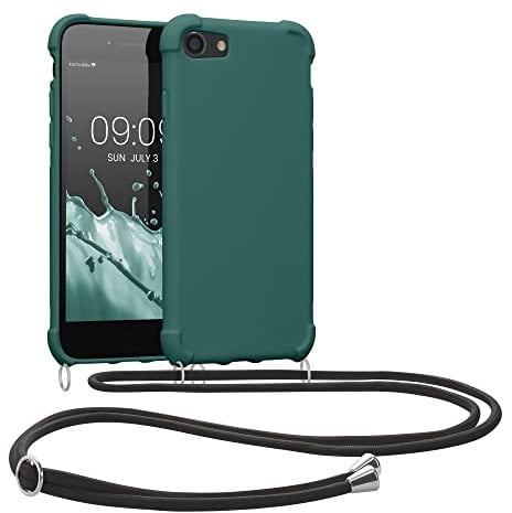 kwmobile Necklace Case kompatibel mit Apple iPhone SE (2022) / iPhone SE (2020) / iPhone 8 / iPhone 7 Hülle - Cover mit Kordel zum Umhängen - Silikon Schutzhülle Petrol