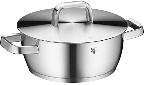 WMF Iconic Kochtopf groß 22cm, Metalldeckel, Bratentopf Induktion 3,2l, großer Topf, Cromargan Edelstahl poliert, unbeschichtet