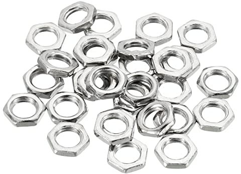 PATIKIL 30-Pack M7 x 1,0 Stahl Sechskantmutter metrisches Gewinde verzinkte Hardware Mutter Schrauben Bolzen Befestigung 2mm Höhe