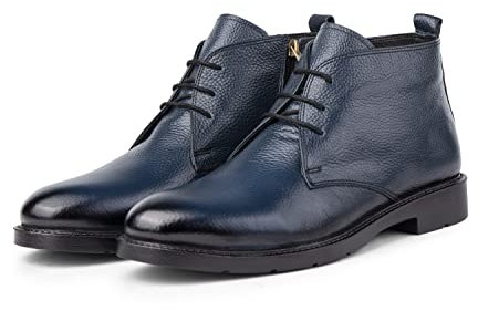 Jaka Vera Pelle Suola In Gomma Stivali Lunghi Da Uomo, Dolcevita Stivali, blu navy, 41 EU