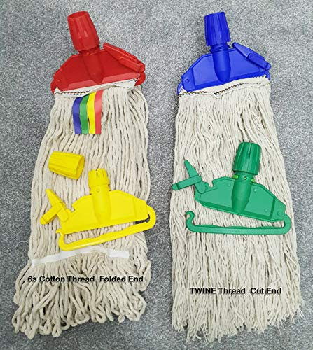 2pk of Kentucky Mop Head with Clips 425gm Twine Cotton Jumbo Large Heavy Duty Mop Thick Absorbent Yarn for Everyday Commercial Mop Heads for Industrial Takeaway