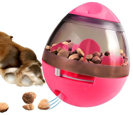 Zellar Treat Dispensing Dog Toy for Boredom, Interactive Treat Puzzle Dog Toy, Dog Treat Ball Dispenser Toy, Slow Feeder Dog Game Brain Stimulating Enrichment Toys for Small Medium Dogs & Cats (Pink)