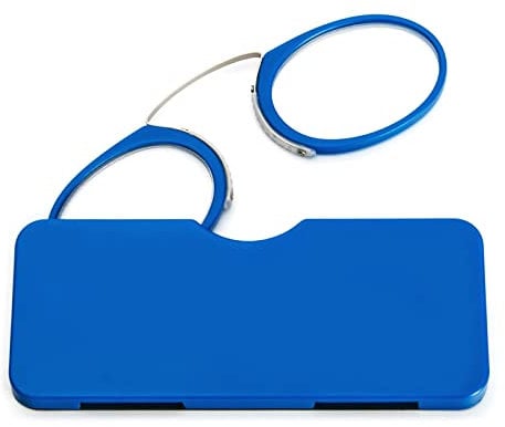 KoKoBin Unisex Reading Lenses Compact Visual Aid Mini Nose Clip Reading Glasses without Temples Non-Slip Reading Aid - Always on Hand, Bright blue
