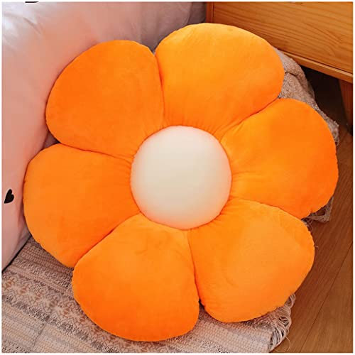 LANFIRE Kissen mit Blumen Bodenkissen Sitzkissen im Innenhof Dekokissen aus Plüsch Sitzkissen (50CM, Orange)