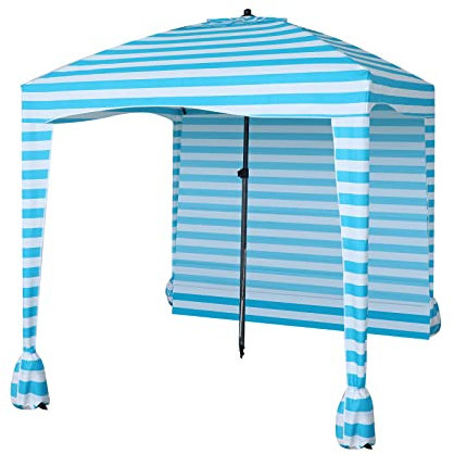 Nice C Strand-Cabana-Zelt, tragbar, 1,8 m x 1,8 m, mit abnehmbarer Wand, UPF 50+ UV-Schutz, ultimativer Sonnenschirm, Sonnenschutz (blaue Streifen)