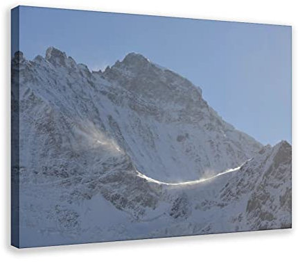 JDRC Berg Schnee Landschaft Leinwand Poster Wandkunst Dekor Druck Bild Gemälde für Wohnzimmer Schlafzimmer Dekoration Rahmen: 60 x 90 cm