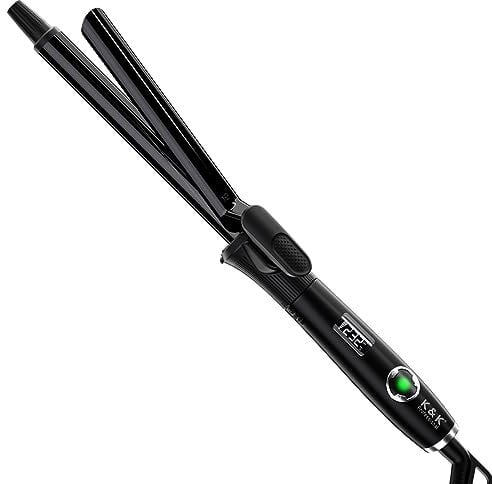 K&K Hair Curling Wand, 25mm Ceramic Titanium Barrel, Digital Display, 50-230°C, 60 Min Auto Shut Off (19mm)