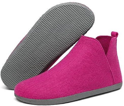 Mishansha Hausschuhe Damen Warme Pantoffeln Frauen Winter Filzpantoffeln Bequem Hüttenschuhe Drinnen Slipper Rutschfeste Hohe Filzschuhe Rosa, Gr.42 EU