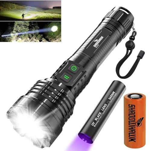 Shadowhawk Taschenlampe LED Aufladbar, Extrem Hell 500000 Lumen Taschenlampen USB, XHM77.2 Taktische Taschenlampe, IP67 Wasserdicht Starke Flashlight Torch für Outdoor Notfälle Camping
