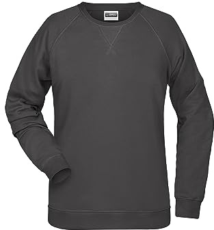 James & Nicholson Damen Raglan Sweatshirt - Sweatshirt aus Bio-Baumwolle mit leicht tailliertem Schnitt | Farbe: Graphite | Grösse: M