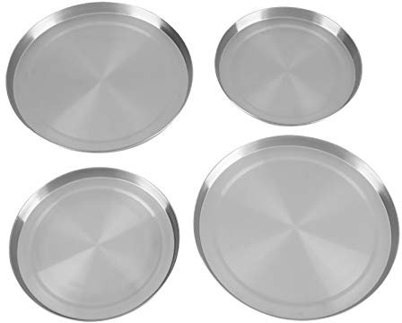Watris Veiyi Set of 4 Stainless Steel Cover Hob Hob Cover Plates in Silver, Cover Plates Protector for Kitchen Stove Electric Hobs, 2 Pieces 21 cm and 2 Pieces 17 cm, Height 1.5 cm