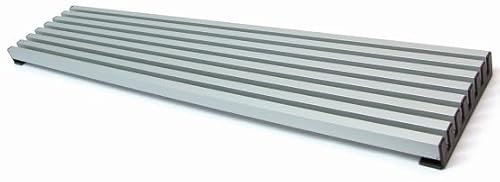 Griglia di ventilazione - Colore nero - 8 doghe in alluminio da 90 cm - 2 supporti laterali e tagliabili in plastica da 12 cm - per forni e frigoriferi Adattabile mobili da meno di 12 cm (INOX)