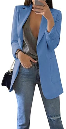 PUDANA Damen Klassische Business Blazer Revers Mode Jacken Solide Farbe Langarm Anzüge
