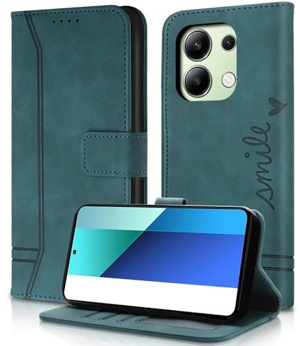 AsWant Handyhülle für Xiaomi Redmi Note 13 4G Hülle - Premium Leder Klapphülle Tasche Kartensteckplatz Magnetschnallenhalter Schutzhülle für Redmi Note 13 4G (Grün)