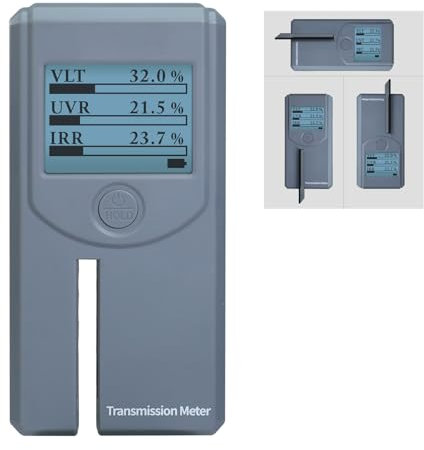 Tint Meter Portable Window Tint Meter Automatic Rotating Screen Window Tint Tester, Automatic Calibration, Measuring VL(Visible Light) UV IR Transmittance and Rejection of Windows, Solar Window Film