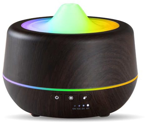 Aroma Diffuser, 500ml Ultraschall Diffusor für Ätherische Öle, Cool Mist Luftbefeuchter mit 7 Farbe Led-Leuchten für Schlafzimmer, Zuhause, Büro, Automatische Abschaltfunktion-Schwarz