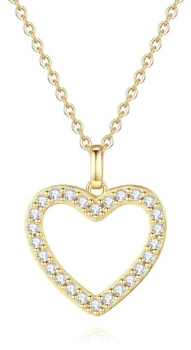 GAVU Kette mit Herz für Damen Gold, Halskette Damen Silber 925, Geburtstags und Weihnachten Geschenk Für Frauen Mädchen Mama Freundin