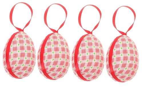 Eierdekoration, Festival-Stil, Osterdekoration, Osterbedarf, eiförmiger Baum, hängende Dekorationen, Osterei, hängende Ornamente, Schaumstoff-, einzigartig, rot, 4 Stück