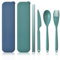 Noewmub Travel Cutlery Set with Case-Reusable Plastic Cutlery Set for Lunch Box (Large Blue+Green)