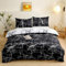 Luofanfei Schwarze Weiße Bettwäsche Baumwolle 200x220 Marmor Optik Bettwäsche Set Doppelbett Marmor Bettbezug 220x200 und 2 Kissenbezüge 80x80 cm mit Reißverschluss Weich und Bügelfrei