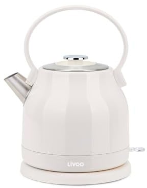 Livoo – Bouilloire rétro 1,5L DOD202C – 1850-2200W, acier inoxydable, rotation 360°, résistance cachée