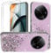 HuiYouMY 3-in-1 Glitter Bling Case Cover Compatible with Xiaomi Redmi A3 Phone Case with 2 Pack Tempered Glass Screen Protector Phone Case,Soft TPU Slim Fit Shockproof Anti-Scratch-Pink