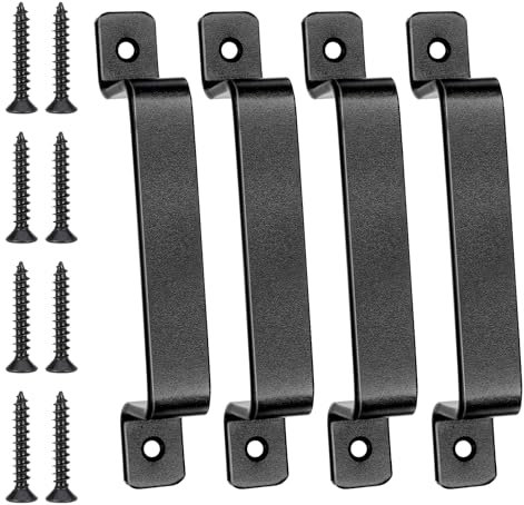 Lemecima Türschnalle, antike feste schwere Gusseisen Türgriff Tür ziehen Scheunentor Griff Handschuhe, Outdoor, Garage, Kleiderschrank, indoor schwarz (4 pack)