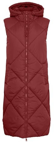 b.young BYBOMINA Damen Steppweste Long-Weste Reißverschluss Kapuze knielang regular fit, Größe:40, Farbe:Hot Chocolate (191325)