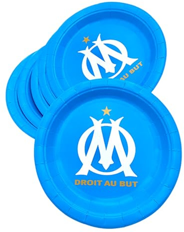 OLYMPIQUE DE MARSEILLE 6 x Assiette jetable OM - Collection officielle 23 cm