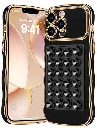 Miss Arts for iPhone 13 Pro Max Case, 13 Pro Max Phone Case with Suction Mount【Hands-Free Strong Grip Holder for Selfies and Videos】 Women Girls Bling Luxury Protective Cover - Black